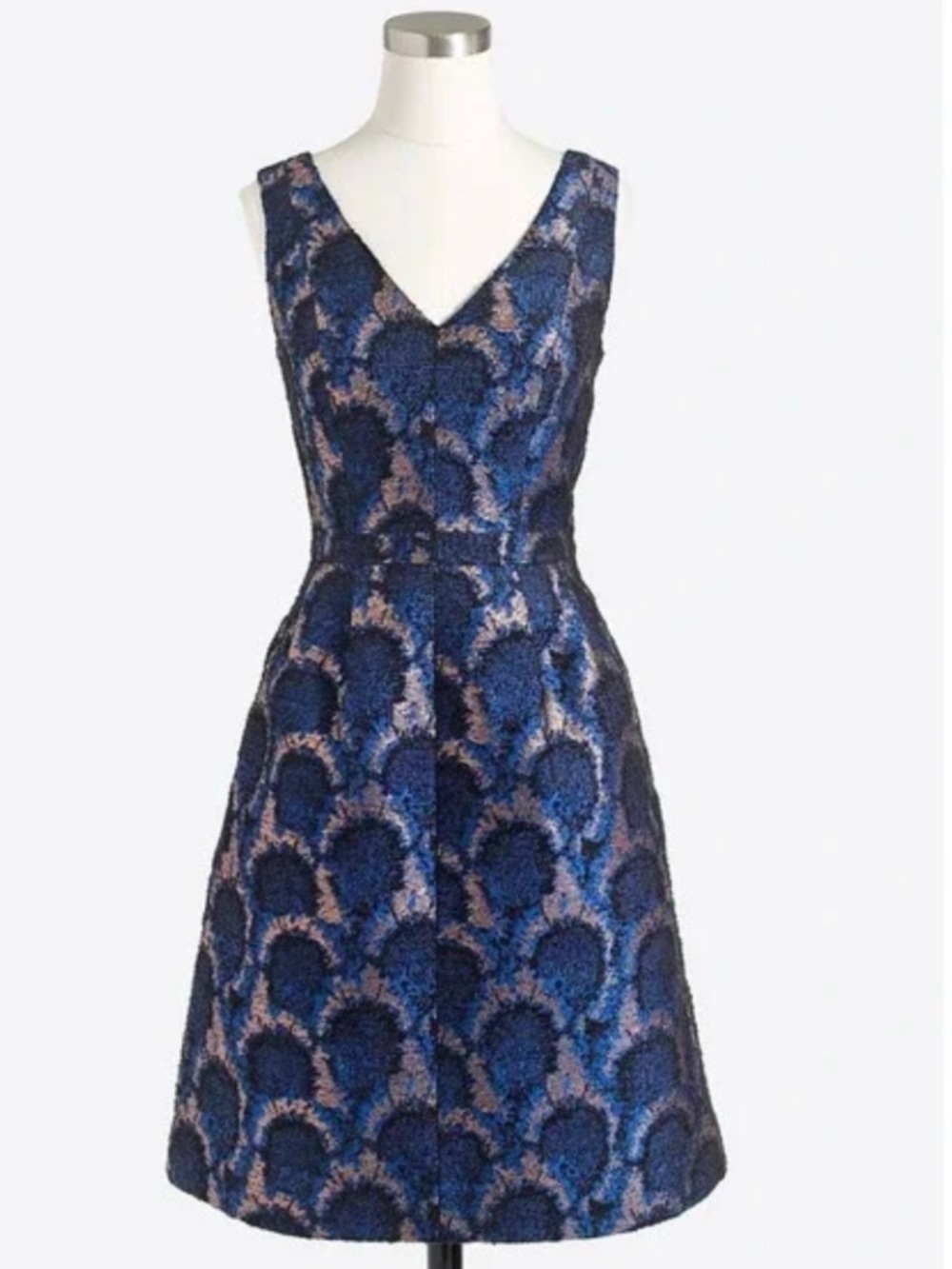 J.Crew V-Neck Blue PeacockFit-and-Flare Dress